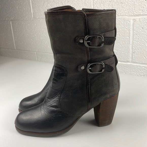 Naya Shoes - Naya | 3.5” heel Lightning Blue Grey Leather Bootie Edgy Punk Goth Romantic 10.5